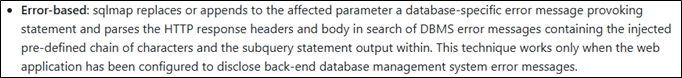 Descrizione dell'iniezione SQL basata su errore