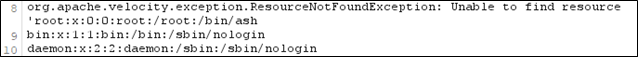 Velocity error message