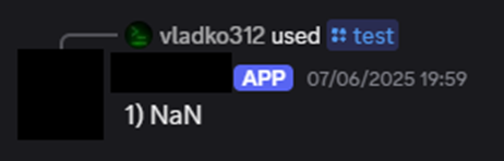 Payload restituito NaN