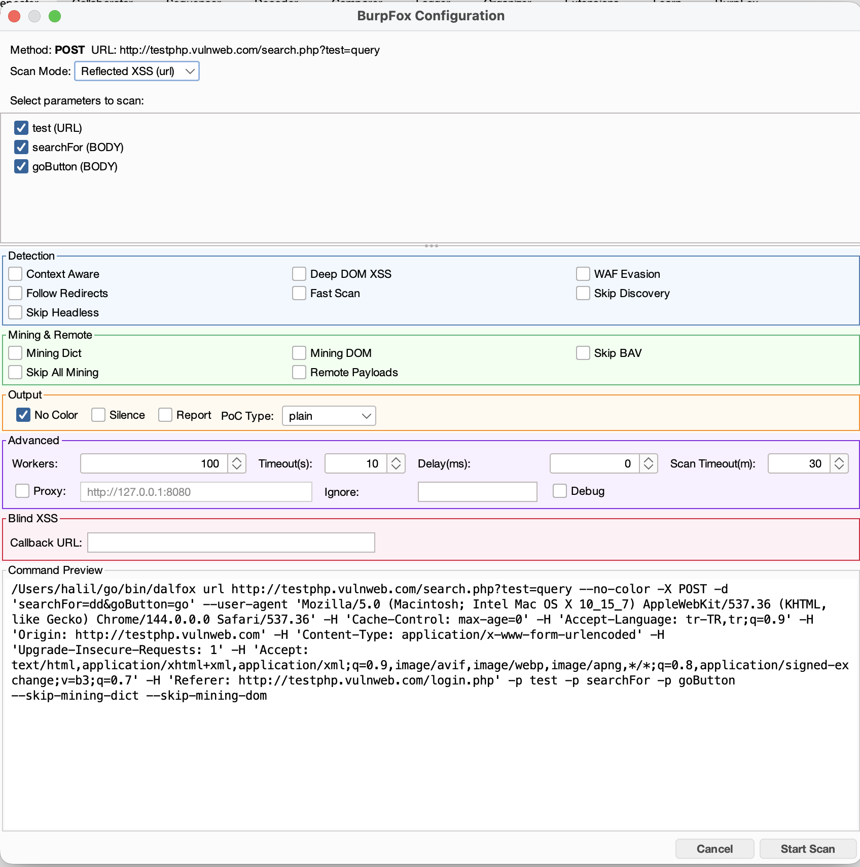 Configure Scan
