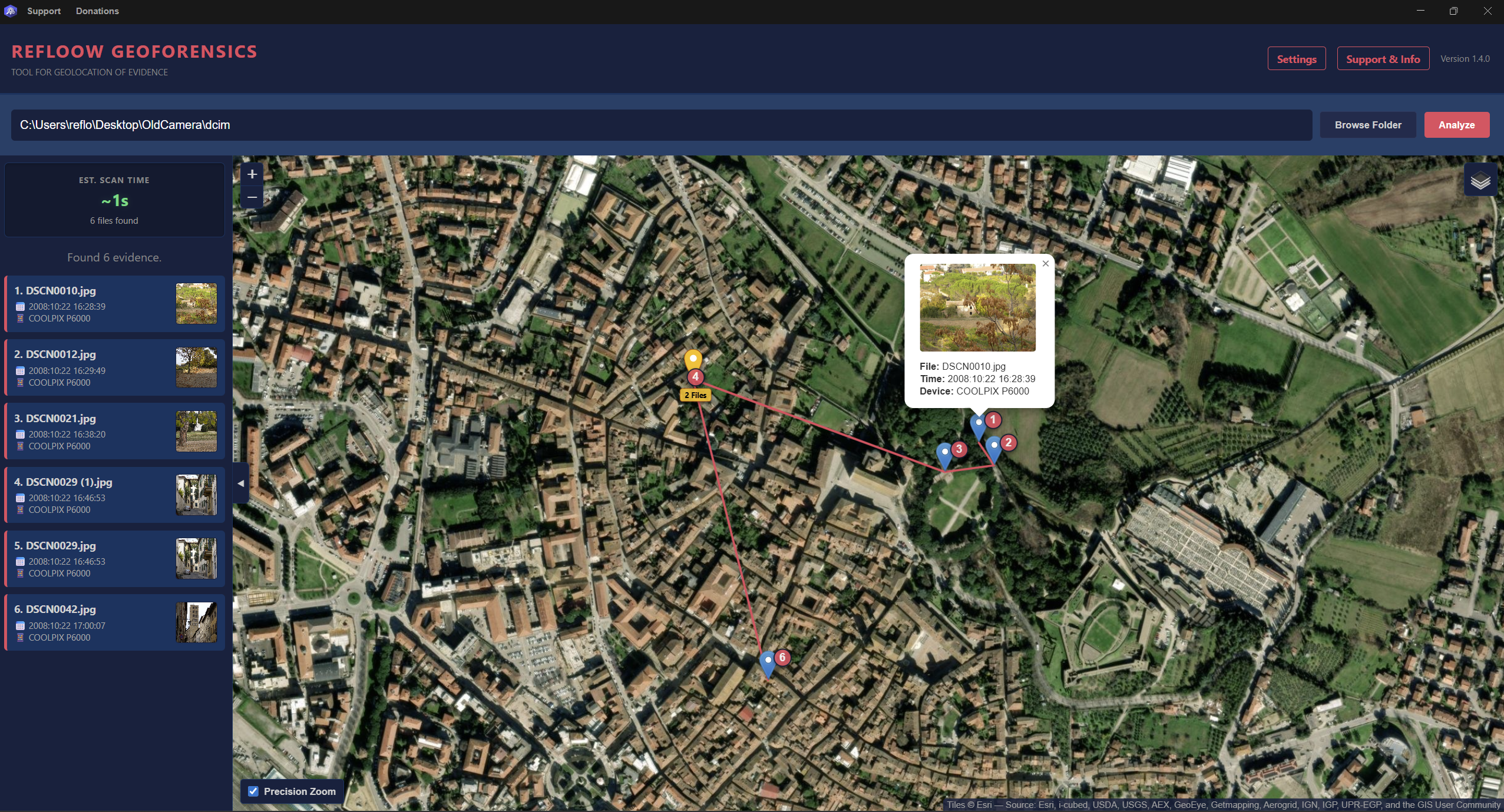 Previews enabled satellite map layer