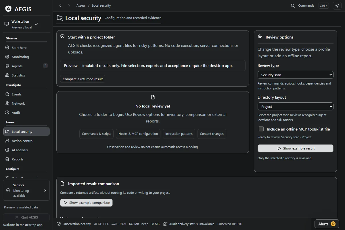 Local security workspace
