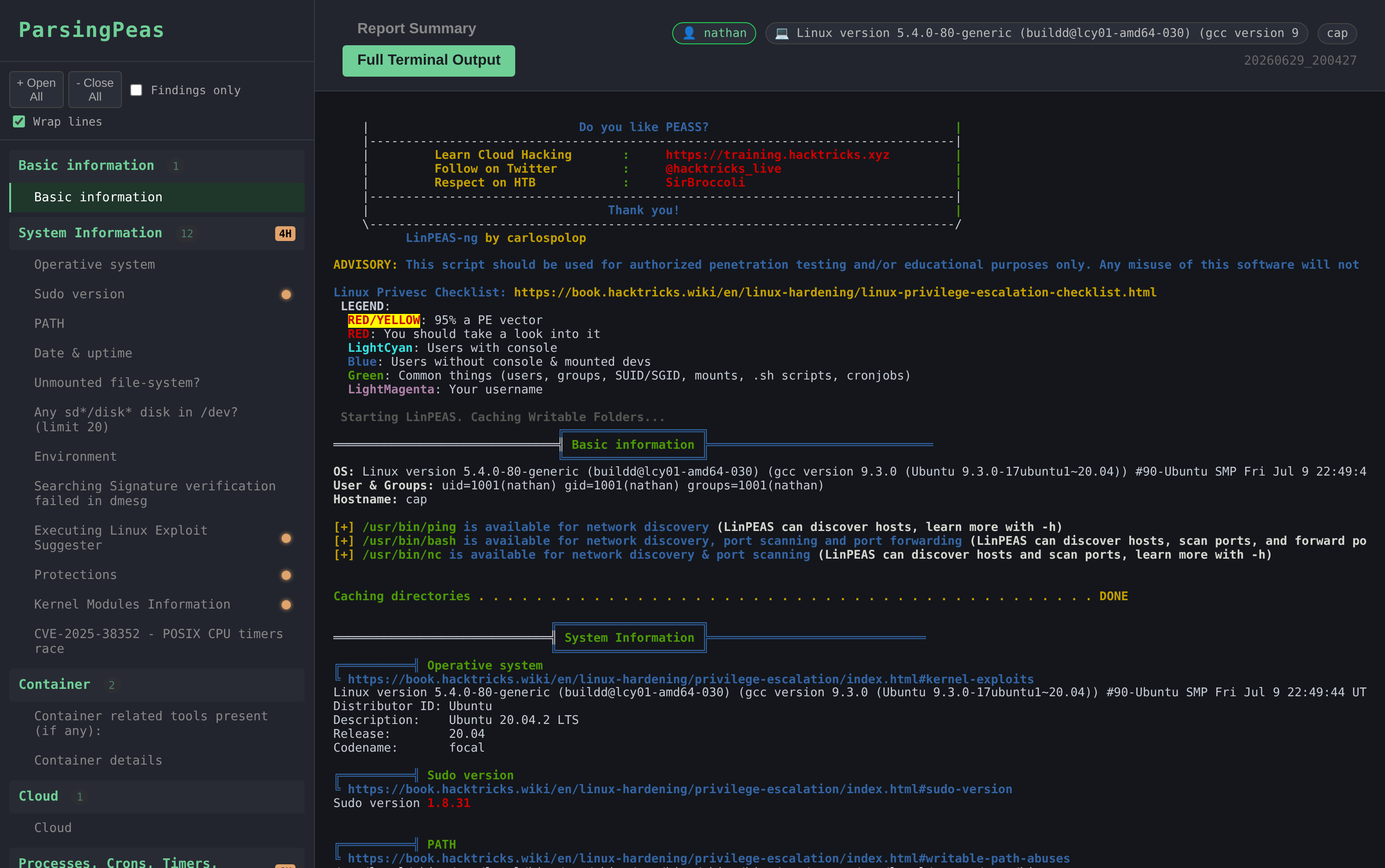 Full terminal output