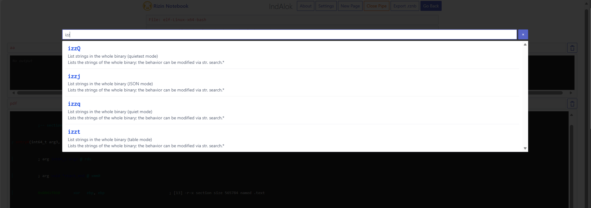 Command search and help modal in the notebook web UI