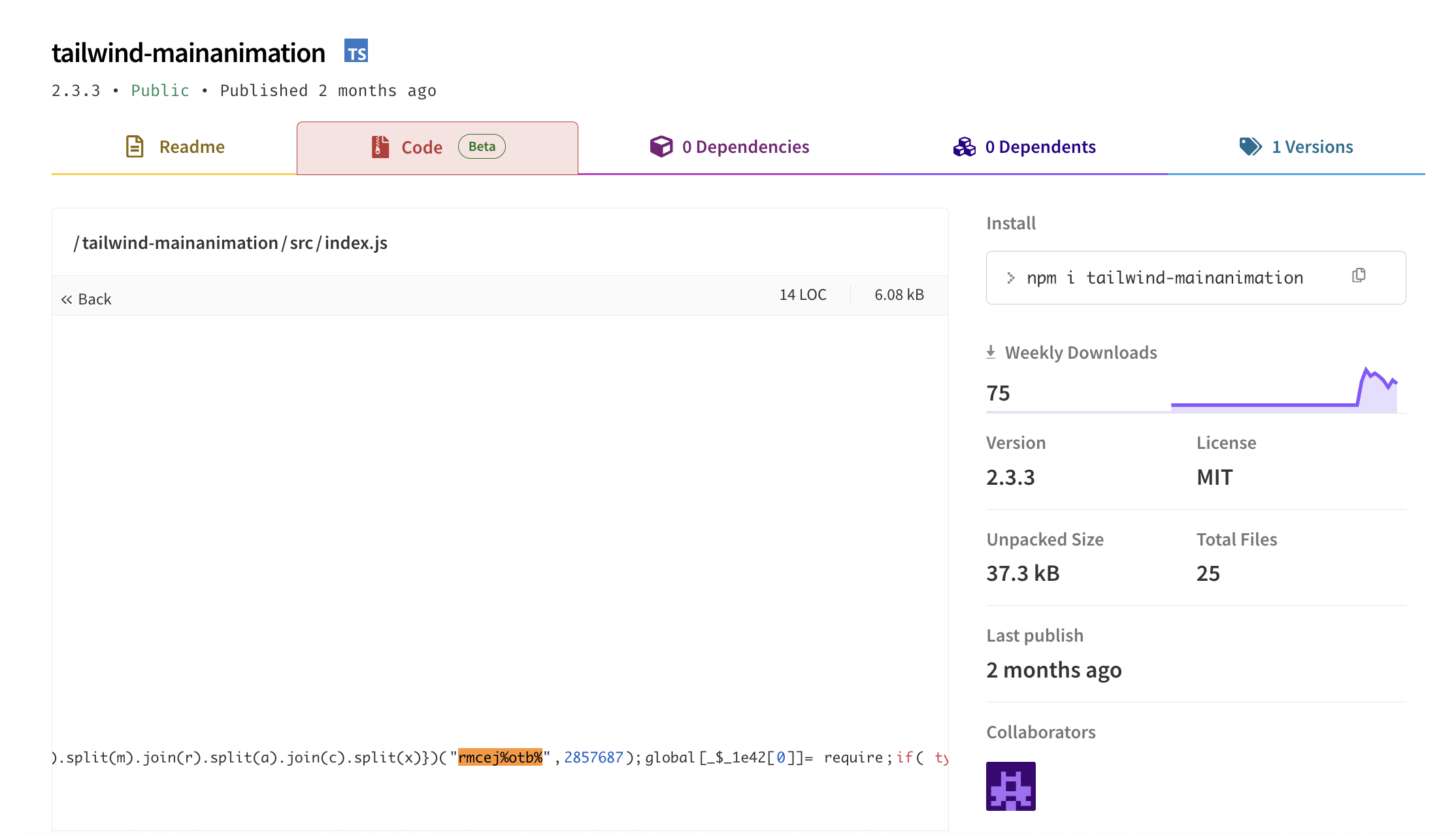Código Malicioso NPM