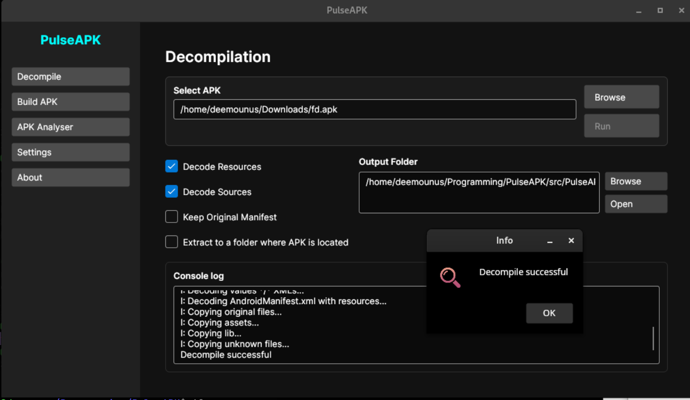 PulseAPK 反编译界面