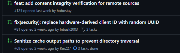 Open security PRs with zero reviews