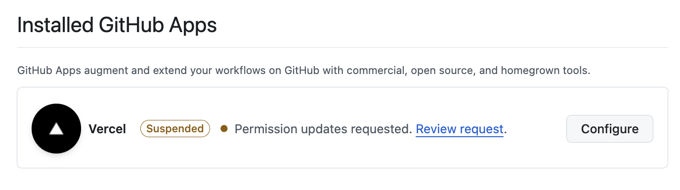 Disable Vercel's GitHub App