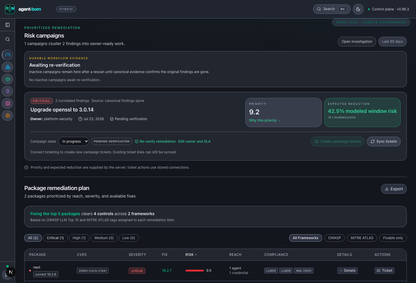 Compact prioritized remediation workflow