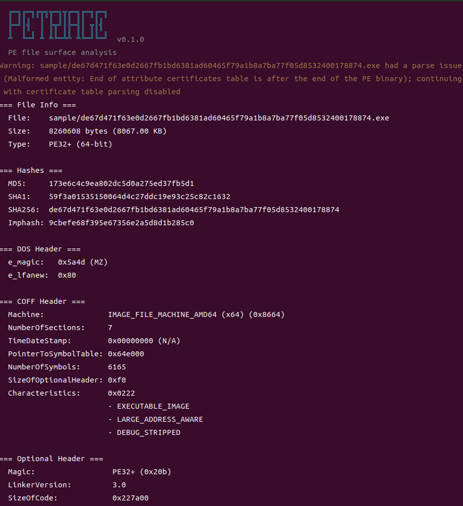 PETriage CLI