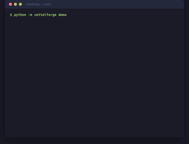 Demostración de ZettelForge -- memoria agéntica CTI en acción