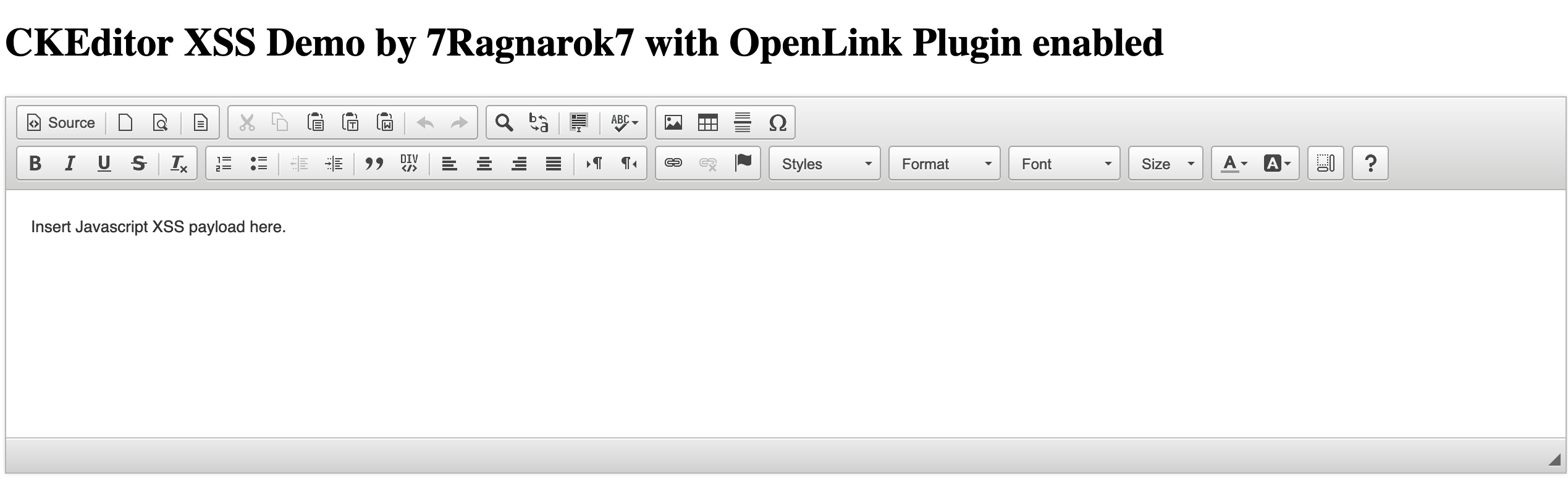 Screenshot della pagina demo
