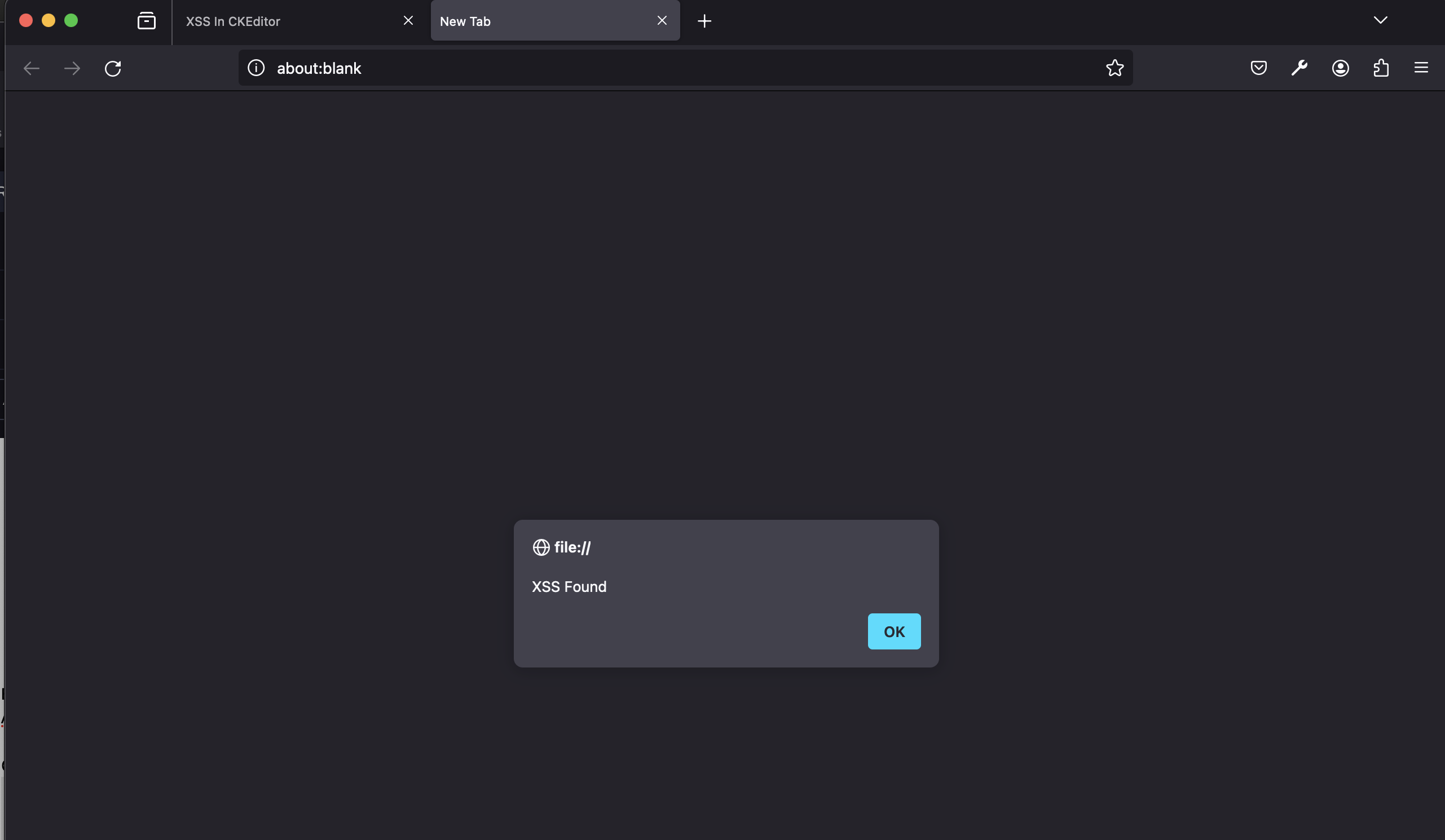 Screenshot di XSS attivato