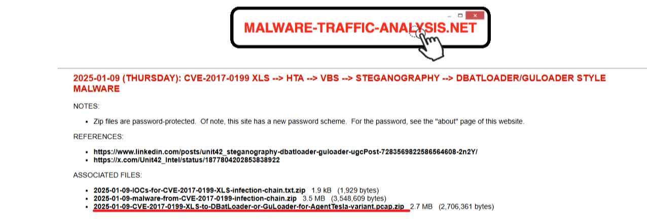 Исходные файлы Malware-Traffic-Analysis.net