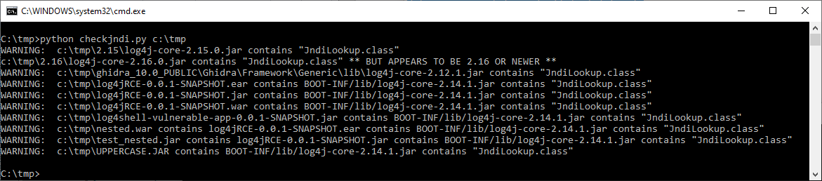 checkjndi.py Ausführung auf c:\