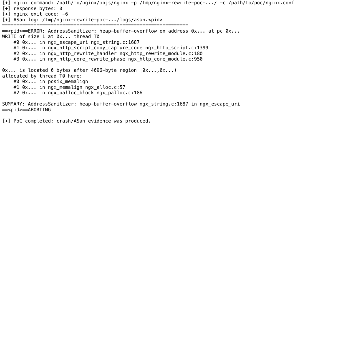 ASan crash screenshot
