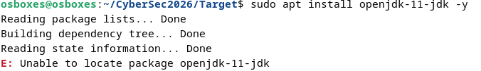 Unable to find openjdk11