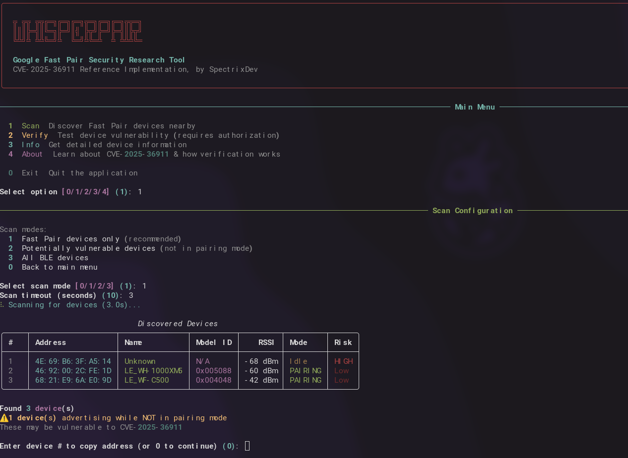 Demostración de WhisperPair