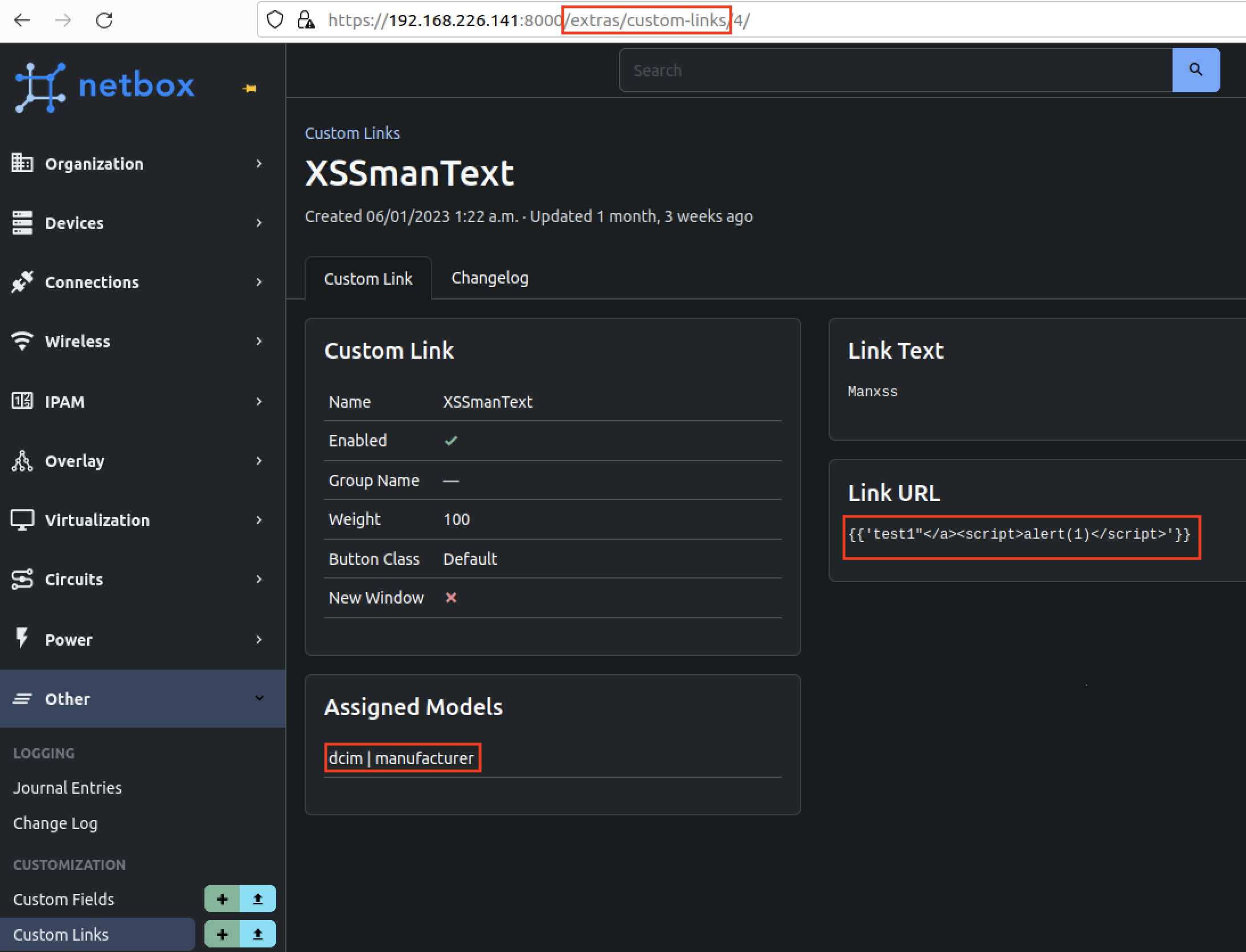 XSScustomlink