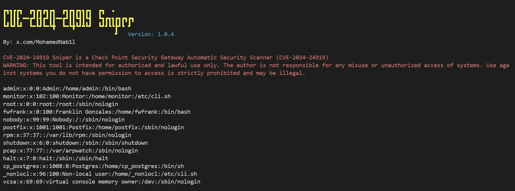 Captura de pantalla de CVE-2024-24919 Sniper