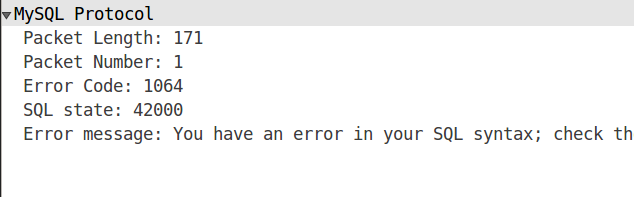 Réponse à la requête MySQL mal formée