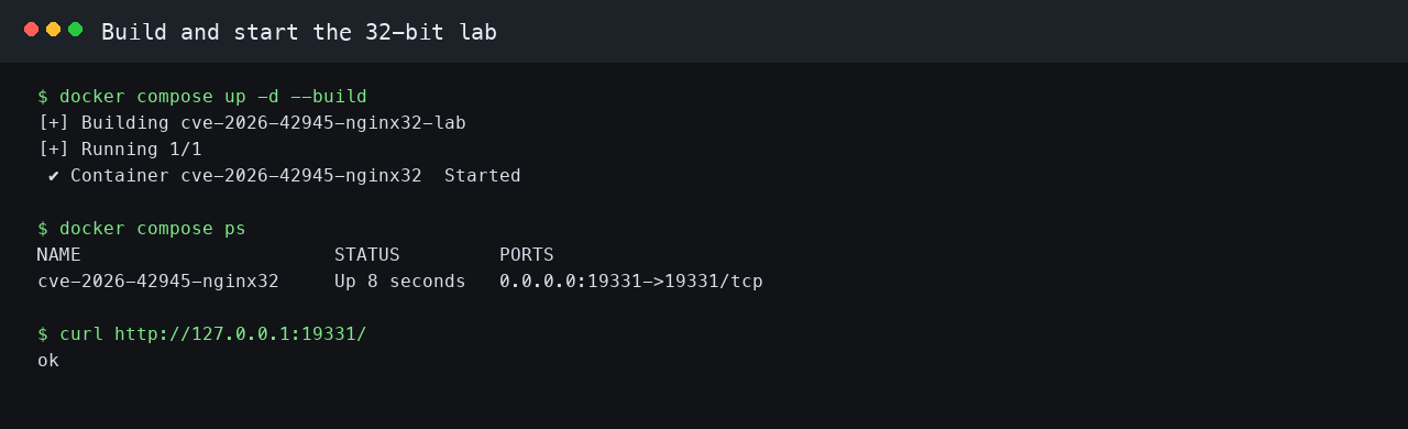 Build and start the 32-bit lab