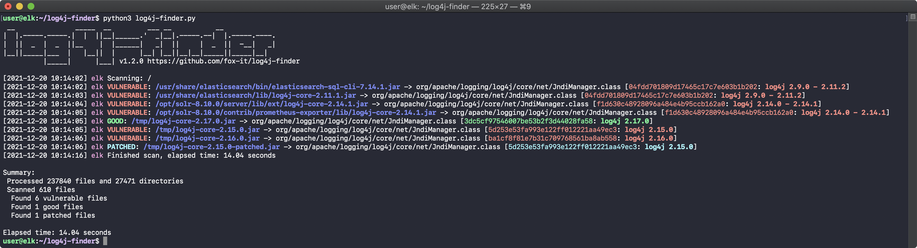 Risultati di log4j-finder