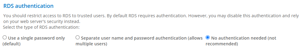 Configurazione dell'autenticazione RDS
