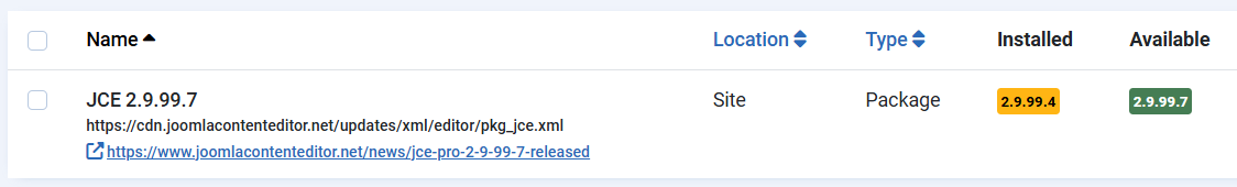 JCE-Update verfügbar