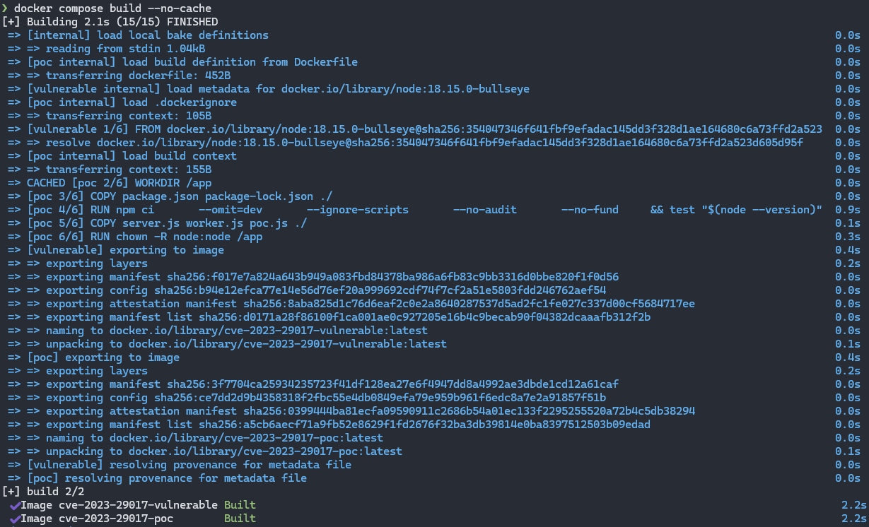 Image-Build erfolgreich