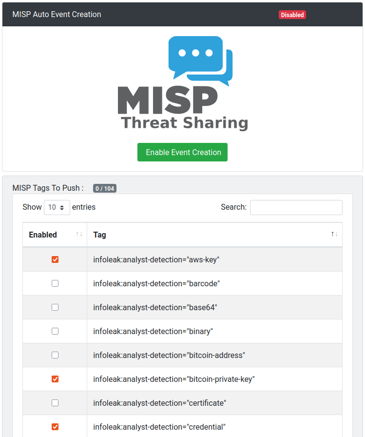 تصدير MISP تلقائي tags_misp_auto