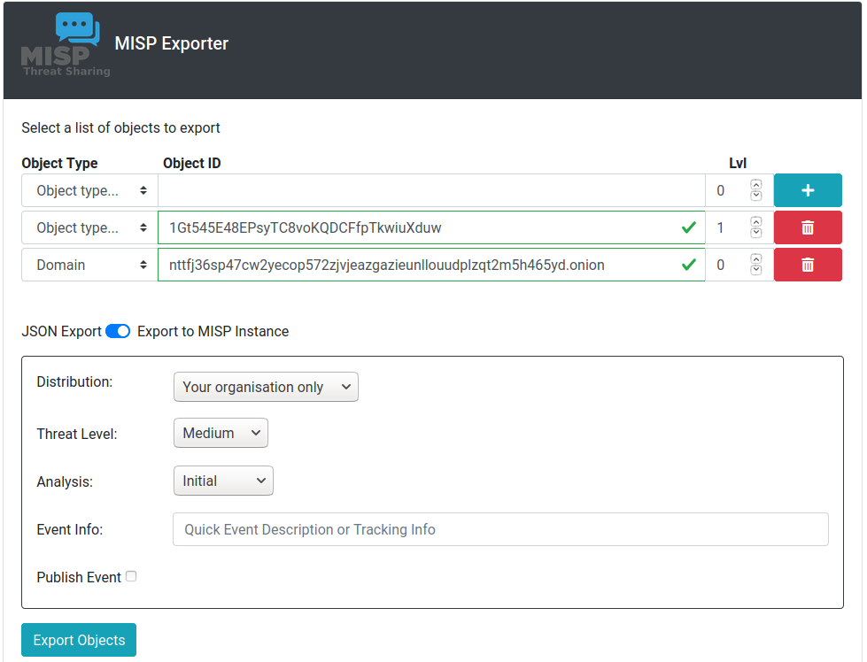 تصدير MISP misp_export