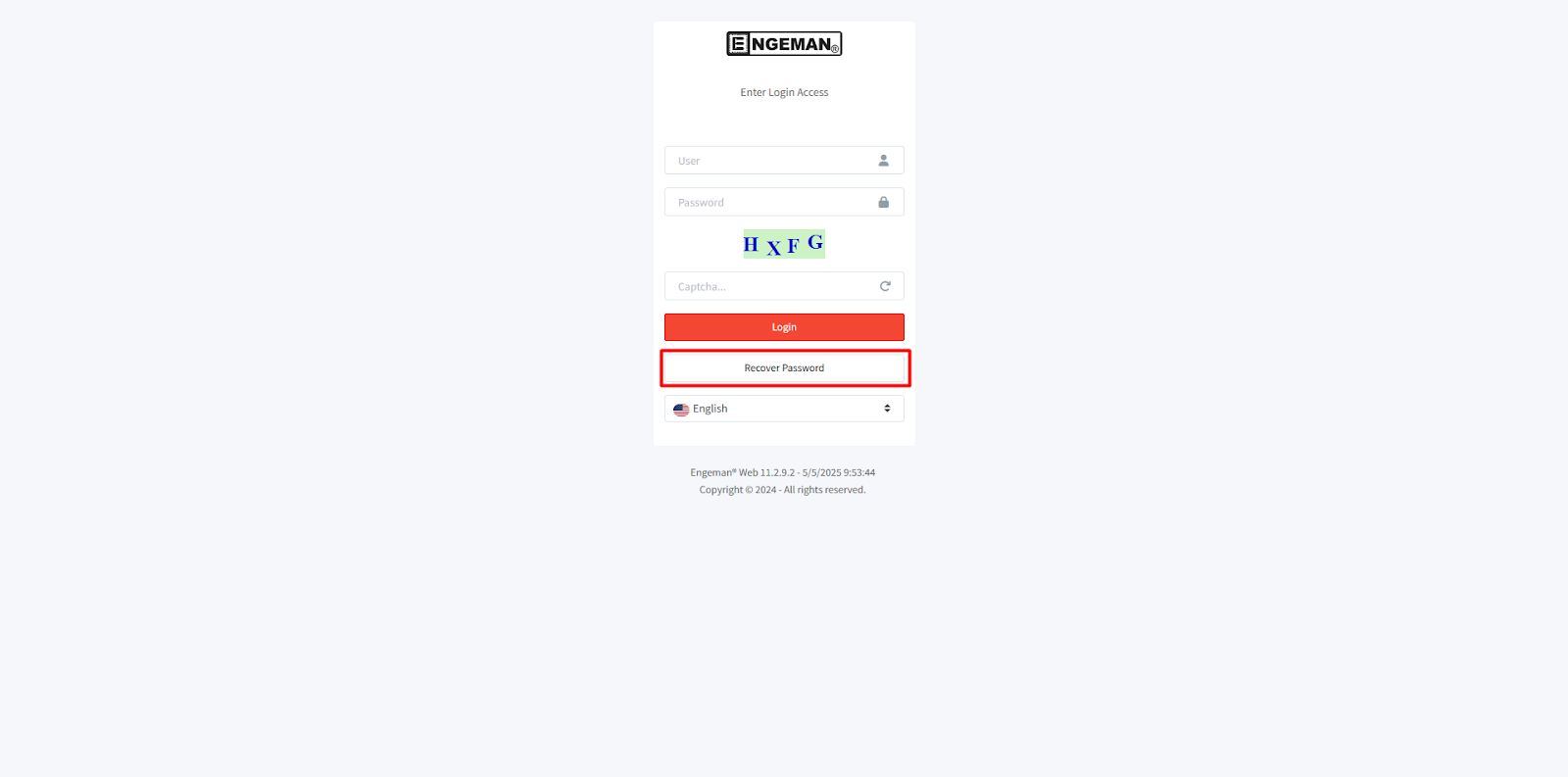Pagina iniziale di Engeman Web
