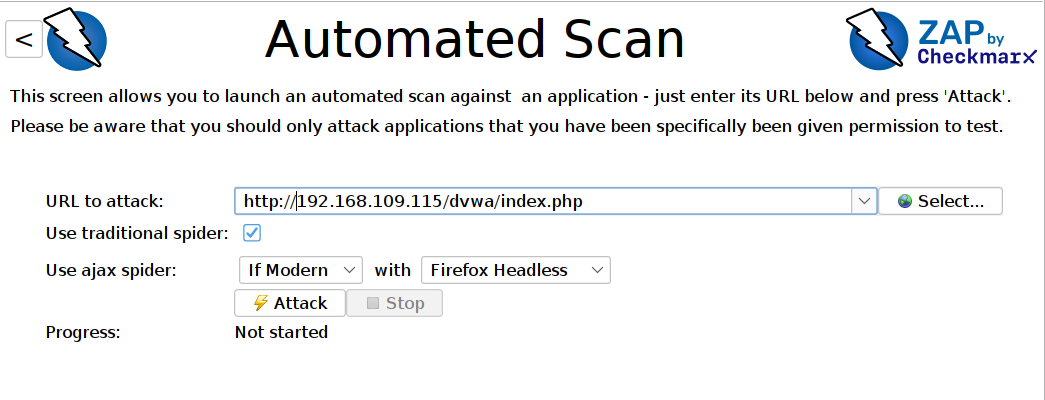 Automated Scan - target set