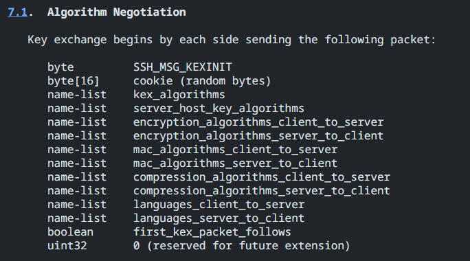 SSH_MSG_KEXINIT
