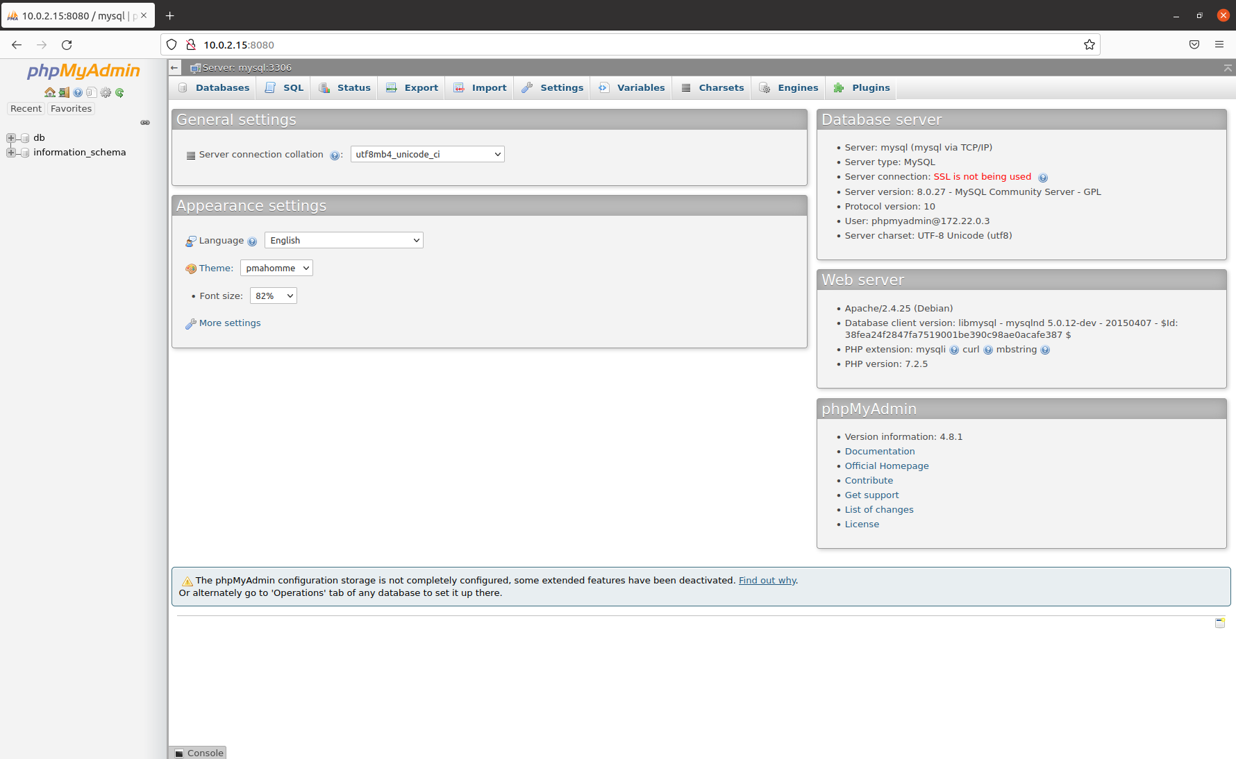 phpMyAdmin_homepage