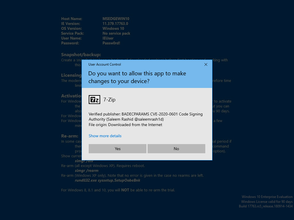 Снимок экрана: установщик 7-Zip с цифровой подписью Authenticode