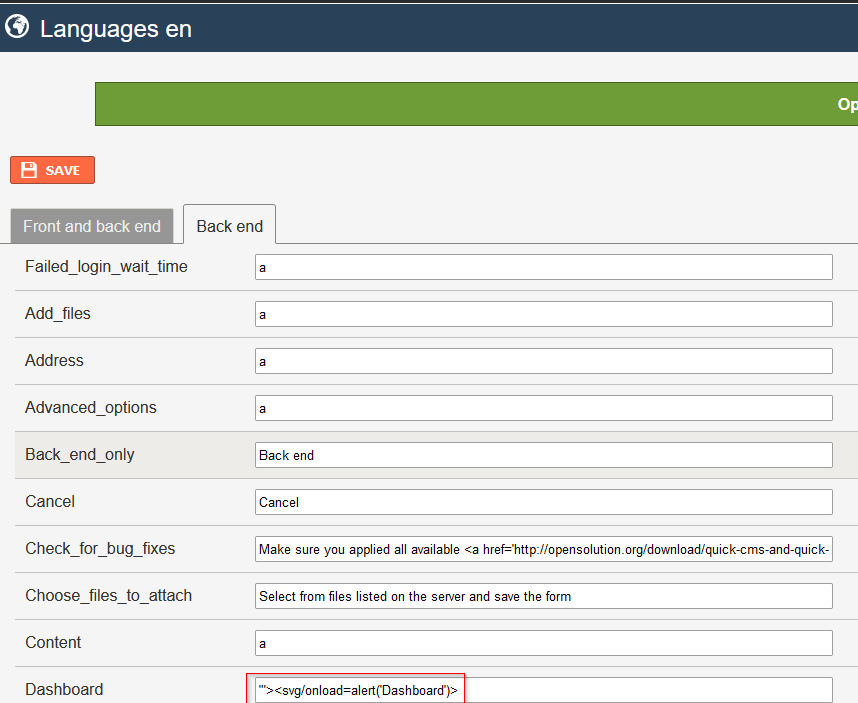 حمولة XSS في Backend Languages - Dashboard