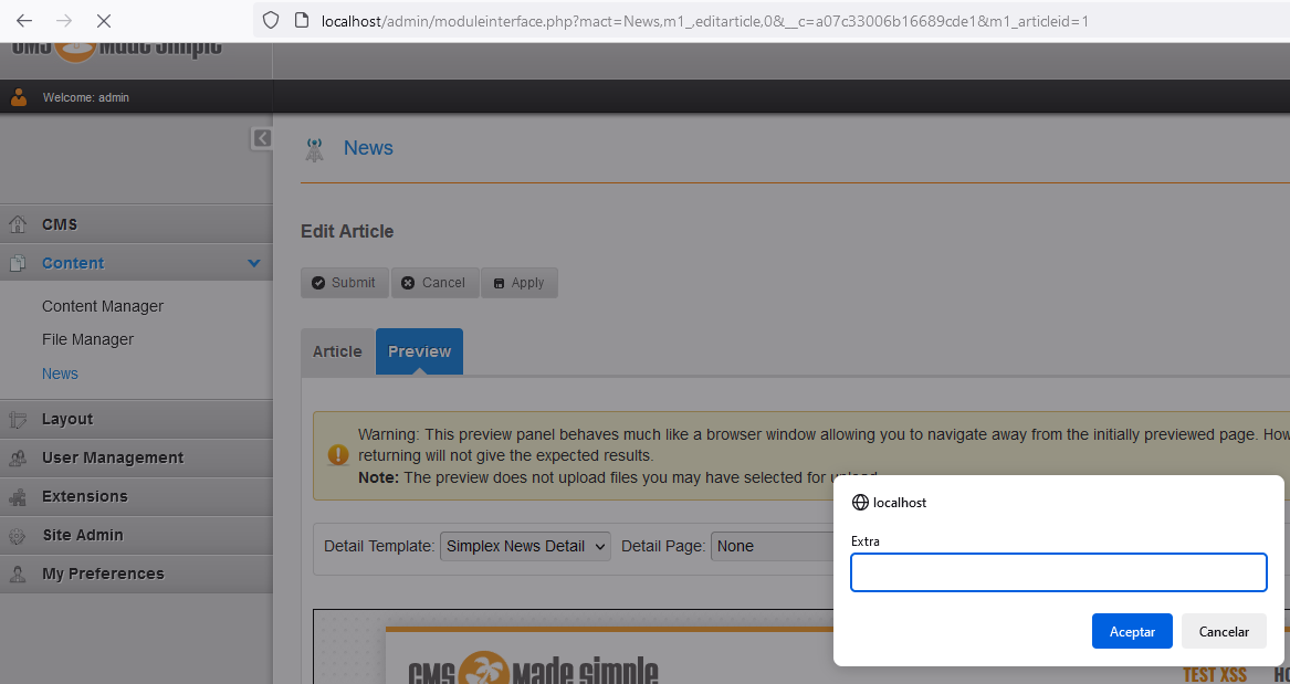 Résultat XSS Extra
