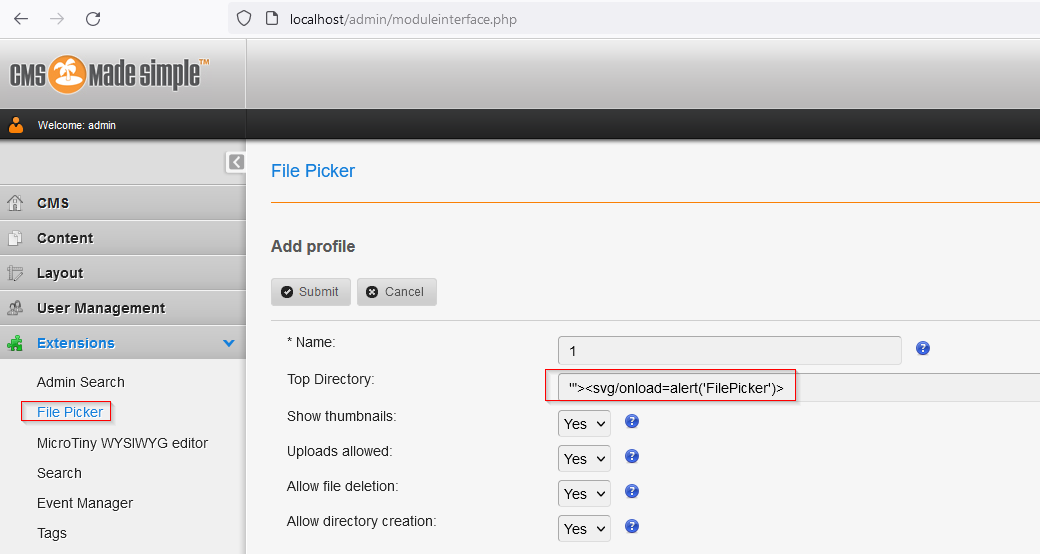 XSS FilePicker